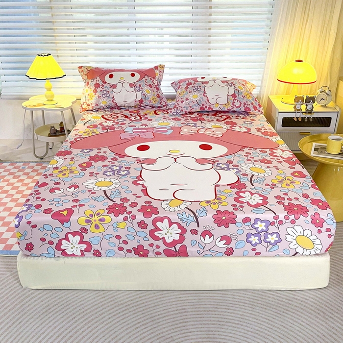 91家纺网 家纺一手货源 找家纺 一电 2025卡通床单床笠棕垫床套防尘罩席床垫保护套卡通儿童上下床床单床笠第五批 花朵美乐蒂