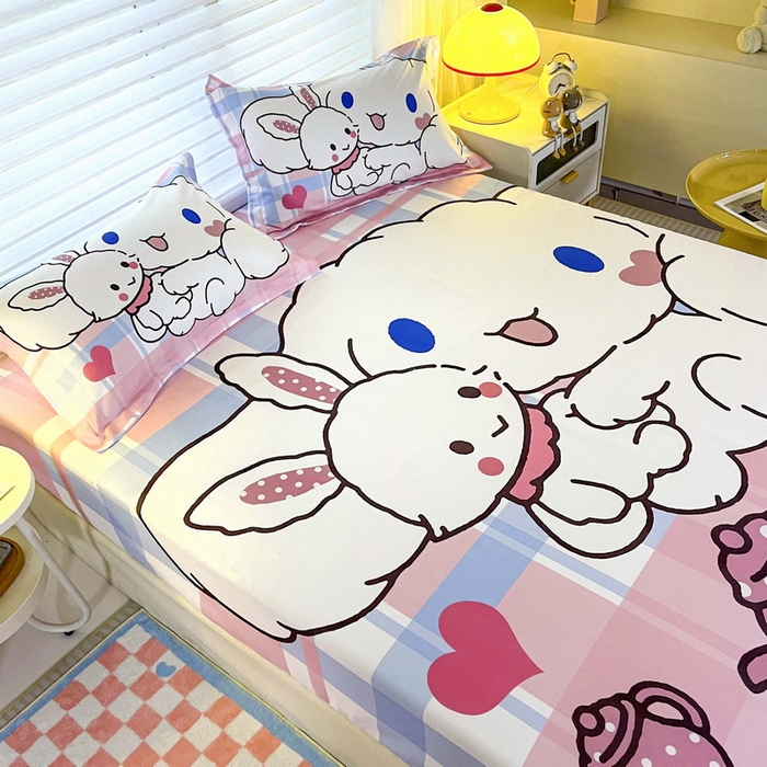 91家纺网 家纺一手货源 找家纺 一电 2025卡通床单床笠棕垫床套防尘罩席床垫保护套卡通儿童上下床床单床笠第五批 小兔玉桂狗