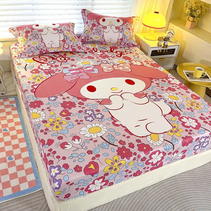 91家纺网 家纺一手货源 找家纺 一电 2025卡通床单床笠棕垫床套防尘罩席床垫保护套卡通儿童上下床床单床笠第五批 花朵美乐蒂