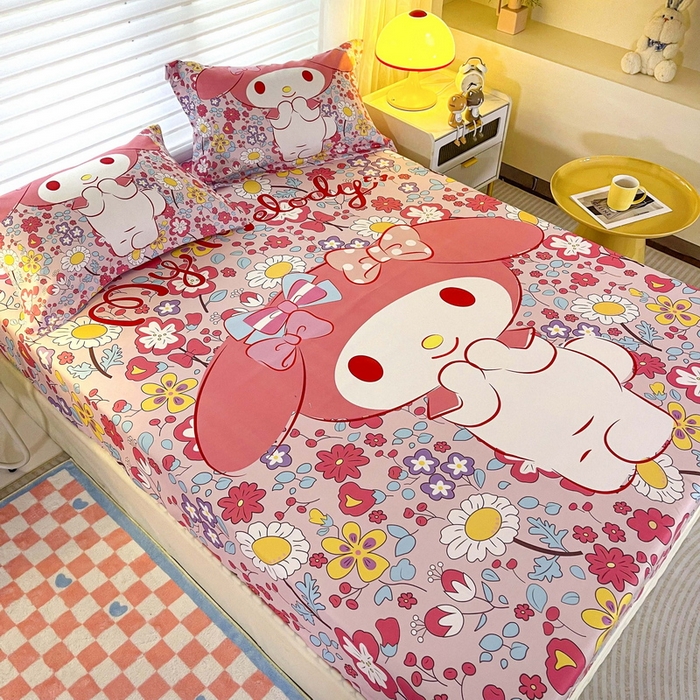 91家纺网 家纺一手货源 找家纺 一电 2025卡通床单床笠棕垫床套防尘罩席床垫保护套卡通儿童上下床床单床笠第五批 花朵美乐蒂
