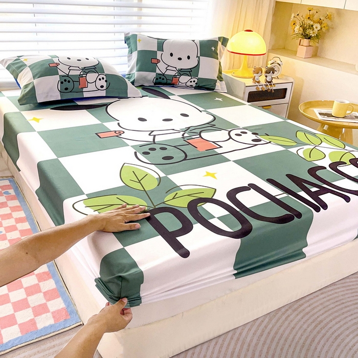 91家纺网 家纺一手货源 找家纺 一电 2025卡通床单床笠棕垫床套防尘罩席床垫保护套卡通儿童上下床床单床笠第五批 绿格狗