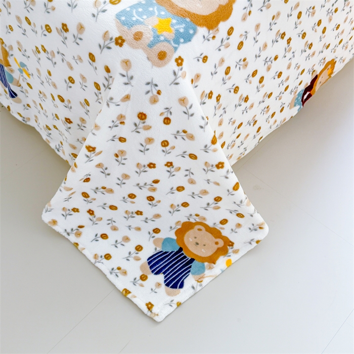 91家纺网 家纺一手货源 找家纺 艾特你 2025新款毛巾绣200克牛奶绒卡通毛巾绣四件套 小狮子