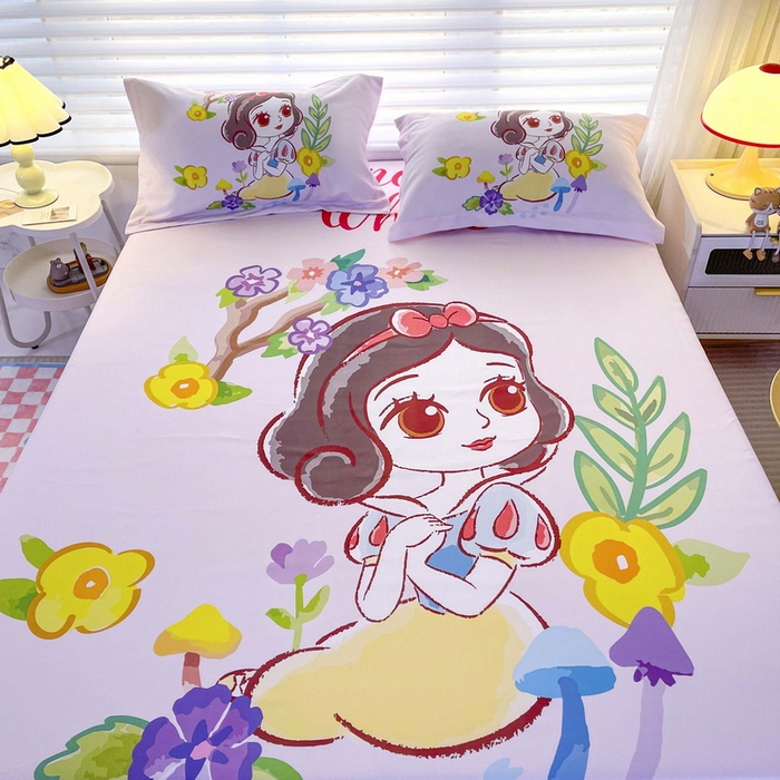 91家纺网 家纺一手货源 找家纺 一电 2025卡通床单床笠棕垫床套防尘罩席床垫保护套卡通儿童上下床床单床笠第五批 花朵公主