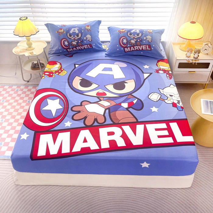 91家纺网 家纺一手货源 找家纺 一电 2025卡通床单床笠棕垫床套防尘罩席床垫保护套卡通儿童上下床床单床笠第五批 英雄队长