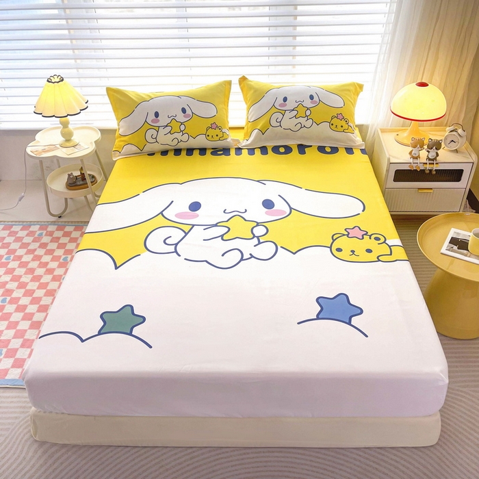 91家纺网 家纺一手货源 找家纺 一电 2025卡通床单床笠棕垫床套防尘罩席床垫保护套卡通儿童上下床床单床笠第五批 软萌玉桂狗