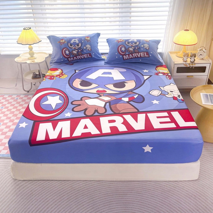 91家纺网 家纺一手货源 找家纺 一电 2025卡通床单床笠棕垫床套防尘罩席床垫保护套卡通儿童上下床床单床笠第五批 英雄队长