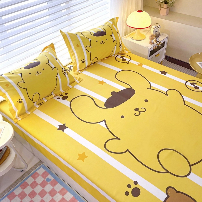 91家纺网 家纺一手货源 找家纺 一电 2025卡通床单床笠棕垫床套防尘罩席床垫保护套卡通儿童上下床床单床笠第五批 小猫布丁