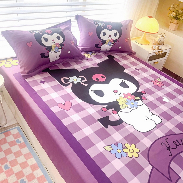 91家纺网 家纺一手货源 找家纺 一电 2025卡通床单床笠棕垫床套防尘罩席床垫保护套卡通儿童上下床床单床笠第五批 小花库洛米