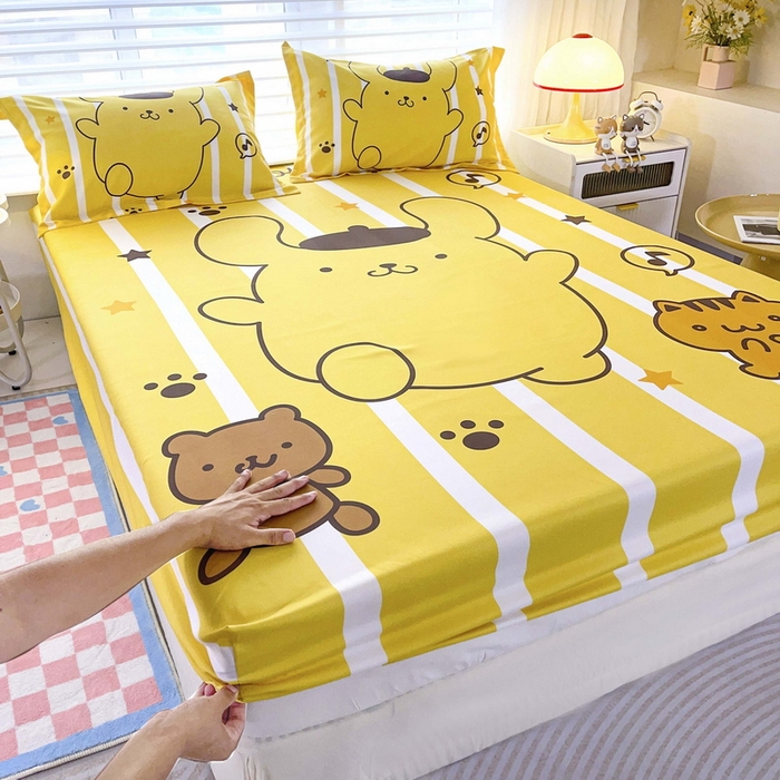 91家纺网 家纺一手货源 找家纺 一电 2025卡通床单床笠棕垫床套防尘罩席床垫保护套卡通儿童上下床床单床笠第五批 小猫布丁