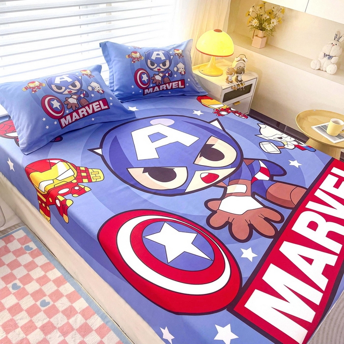 91家纺网 家纺一手货源 找家纺 一电 2025卡通床单床笠棕垫床套防尘罩席床垫保护套卡通儿童上下床床单床笠第五批 英雄队长