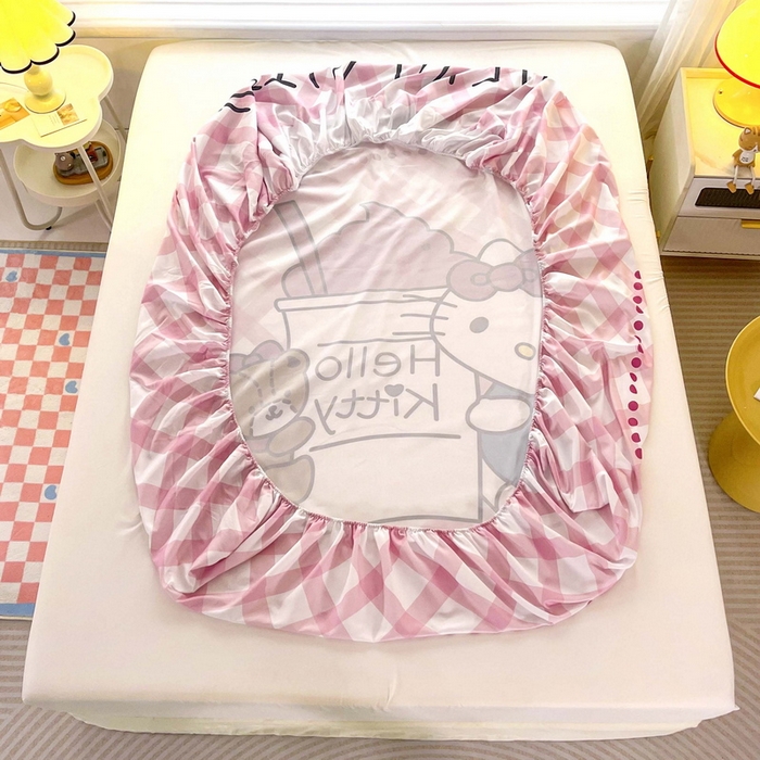 91家纺网 家纺一手货源 找家纺 一电 2025卡通床单床笠棕垫床套防尘罩席床垫保护套卡通儿童上下床床单床笠第五批 奶茶KT