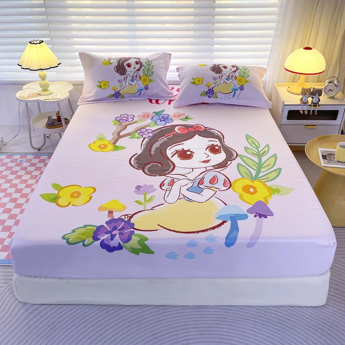 91家纺网 家纺一手货源 找家纺 一电 2025卡通床单床笠棕垫床套防尘罩席床垫保护套卡通儿童上下床床单床笠第五批 花朵公主