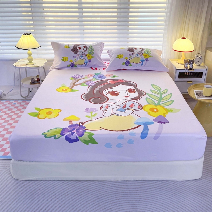 91家纺网 家纺一手货源 找家纺 一电 2025卡通床单床笠棕垫床套防尘罩席床垫保护套卡通儿童上下床床单床笠第五批 花朵公主