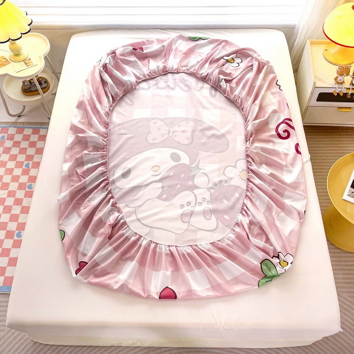 91家纺网 家纺一手货源 找家纺 一电 2025卡通床单床笠棕垫床套防尘罩席床垫保护套卡通儿童上下床床单床笠第五批 草莓美乐蒂