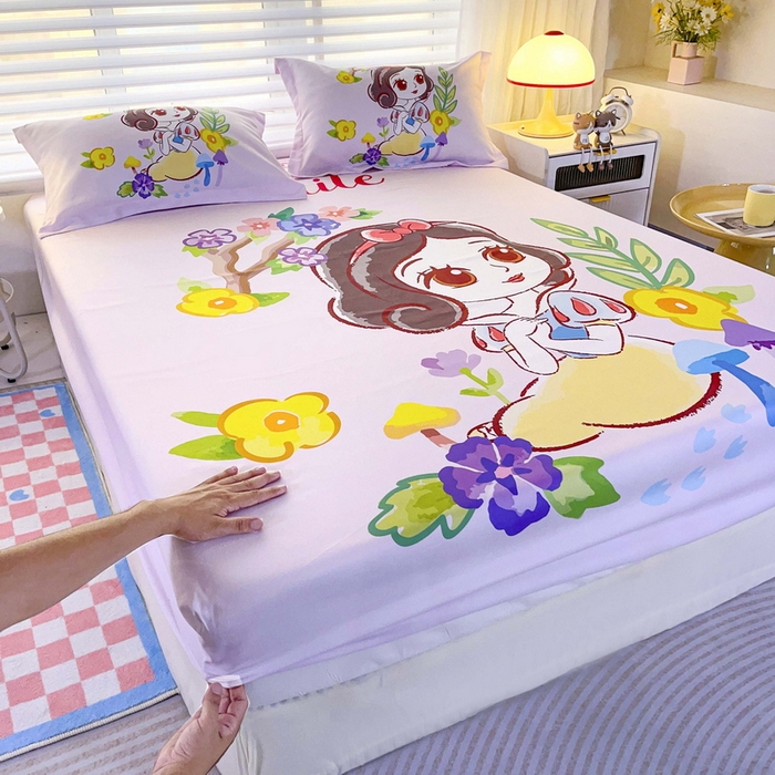 91家纺网 家纺一手货源 找家纺 一电 2025卡通床单床笠棕垫床套防尘罩席床垫保护套卡通儿童上下床床单床笠第五批 花朵公主