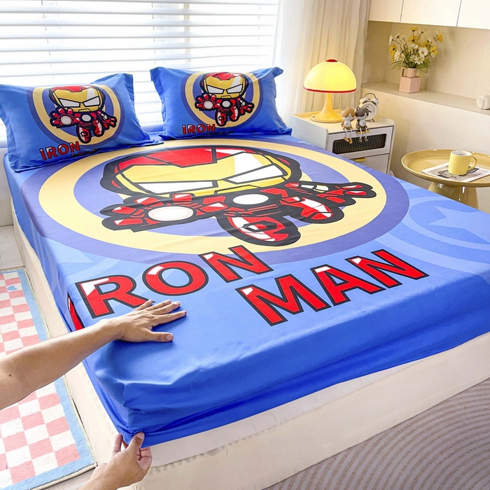 91家纺网 家纺一手货源 找家纺 一电 2025卡通床单床笠棕垫床套防尘罩席床垫保护套卡通儿童上下床床单床笠第五批 钢铁机器人