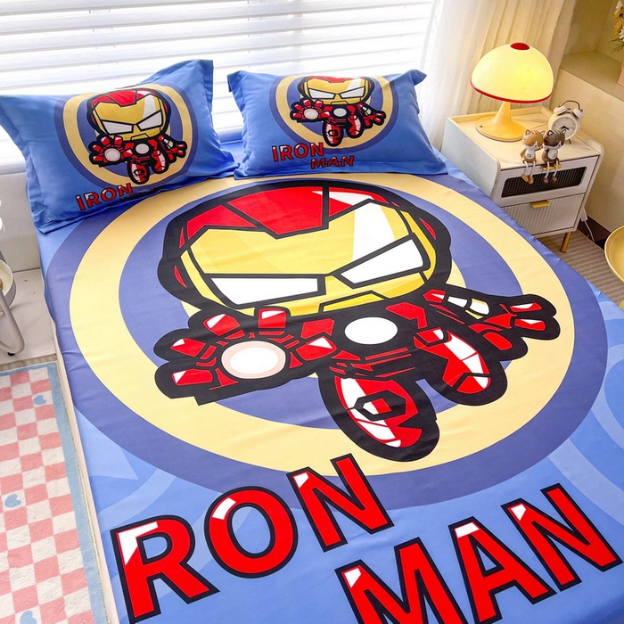 91家纺网 家纺一手货源 找家纺 一电 2025卡通床单床笠棕垫床套防尘罩席床垫保护套卡通儿童上下床床单床笠第五批 钢铁机器人