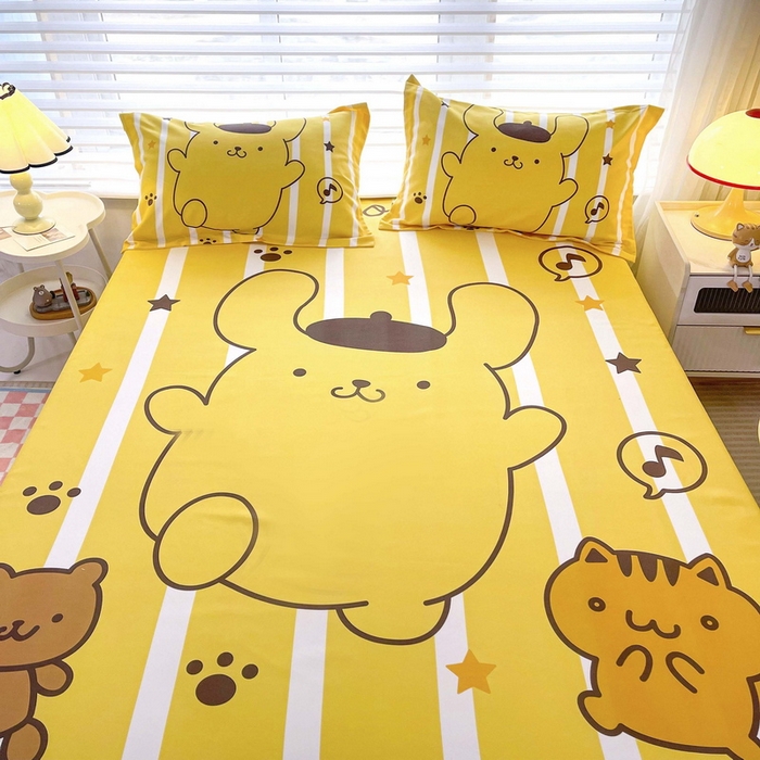 91家纺网 家纺一手货源 找家纺 一电 2025卡通床单床笠棕垫床套防尘罩席床垫保护套卡通儿童上下床床单床笠第五批 小猫布丁