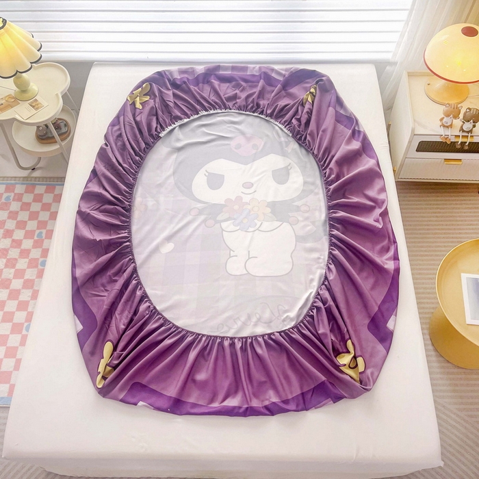 91家纺网 家纺一手货源 找家纺 一电 2025卡通床单床笠棕垫床套防尘罩席床垫保护套卡通儿童上下床床单床笠第五批 小花库洛米