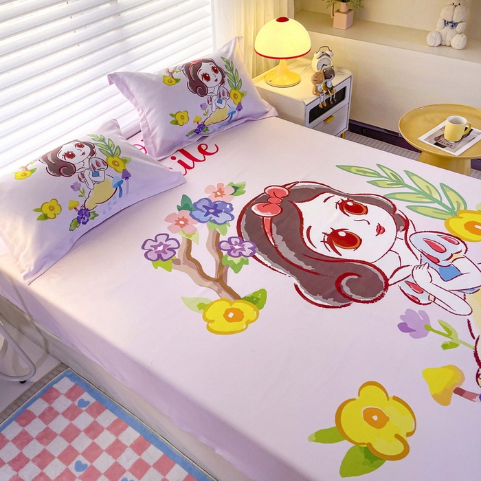 91家纺网 家纺一手货源 找家纺 一电 2025卡通床单床笠棕垫床套防尘罩席床垫保护套卡通儿童上下床床单床笠第五批 花朵公主