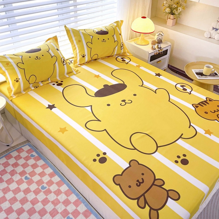 91家纺网 家纺一手货源 找家纺 一电 2025卡通床单床笠棕垫床套防尘罩席床垫保护套卡通儿童上下床床单床笠第五批 小猫布丁