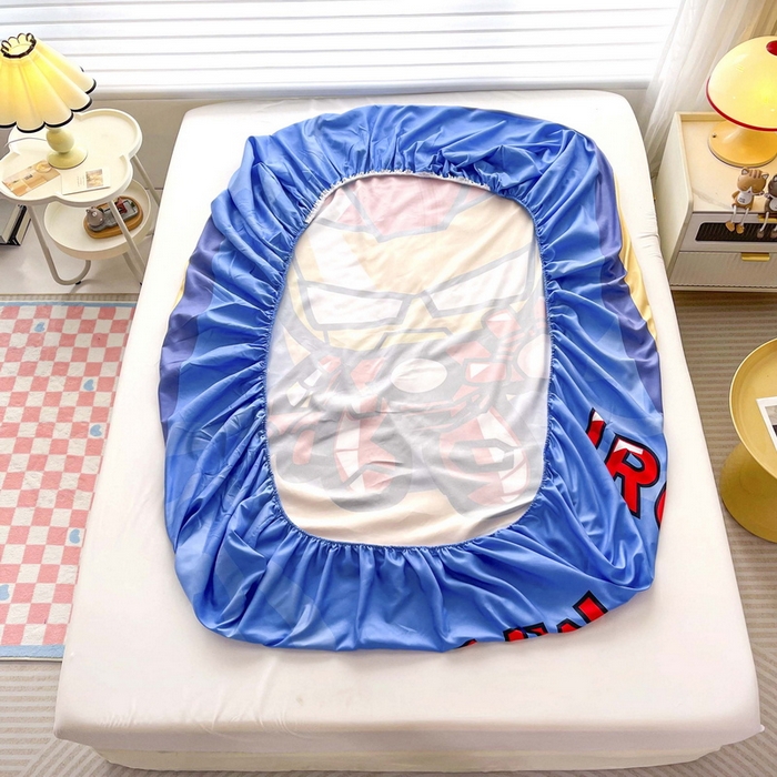 91家纺网 家纺一手货源 找家纺 一电 2025卡通床单床笠棕垫床套防尘罩席床垫保护套卡通儿童上下床床单床笠第五批 钢铁机器人