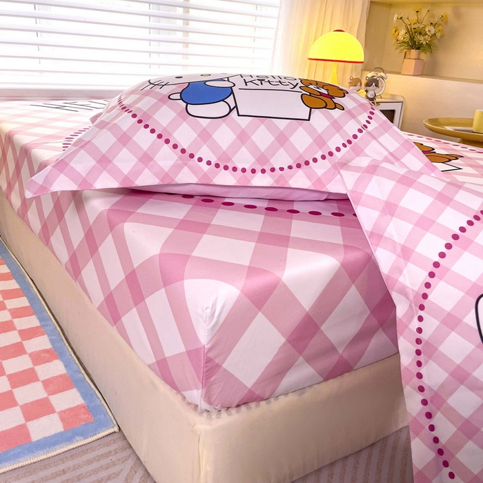 91家纺网 家纺一手货源 找家纺 一电 2025卡通床单床笠棕垫床套防尘罩席床垫保护套卡通儿童上下床床单床笠第五批 奶茶KT