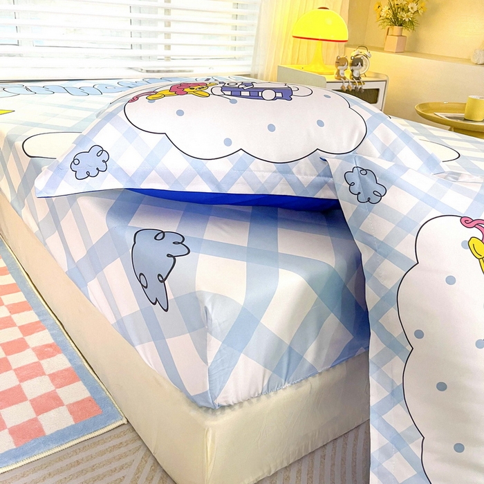 91家纺网 家纺一手货源 找家纺 一电 2025卡通床单床笠棕垫床套防尘罩席床垫保护套卡通儿童上下床床单床笠第五批 云朵玉桂狗