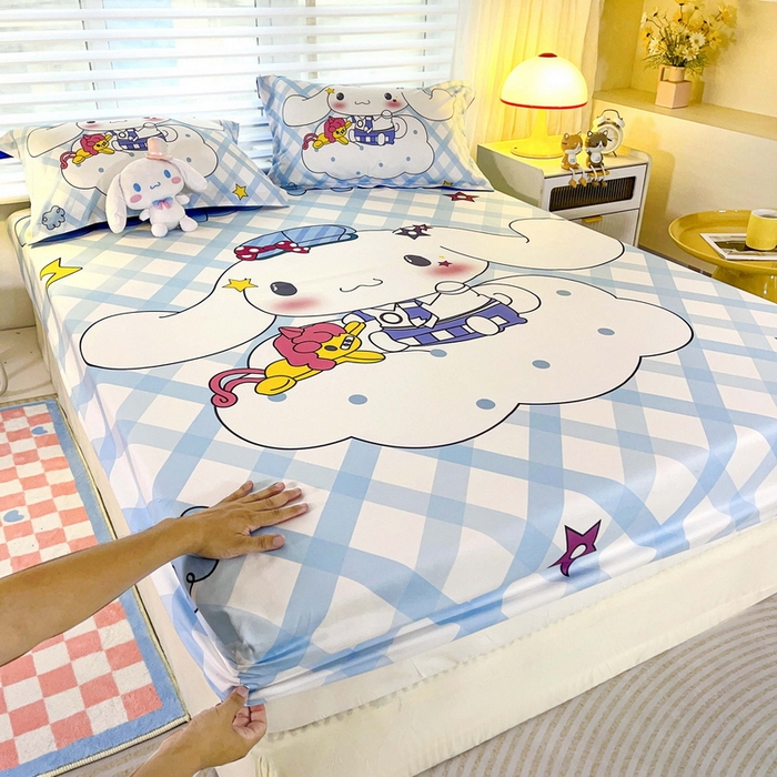 91家纺网 家纺一手货源 找家纺 一电 2025卡通床单床笠棕垫床套防尘罩席床垫保护套卡通儿童上下床床单床笠第五批 云朵玉桂狗