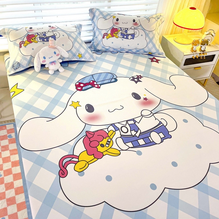 91家纺网 家纺一手货源 找家纺 一电 2025卡通床单床笠棕垫床套防尘罩席床垫保护套卡通儿童上下床床单床笠第五批 云朵玉桂狗