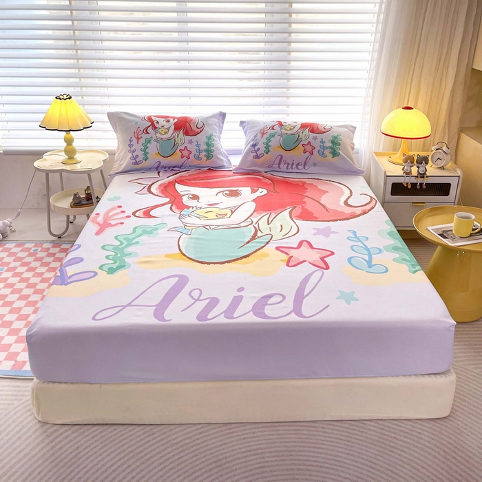 91家纺网 家纺一手货源 找家纺 一电 2025卡通床单床笠棕垫床套防尘罩席床垫保护套卡通儿童上下床床单床笠第五批 美人鱼公主