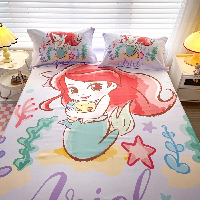 91家纺网 家纺一手货源 找家纺 一电 2025卡通床单床笠棕垫床套防尘罩席床垫保护套卡通儿童上下床床单床笠第五批 美人鱼公主