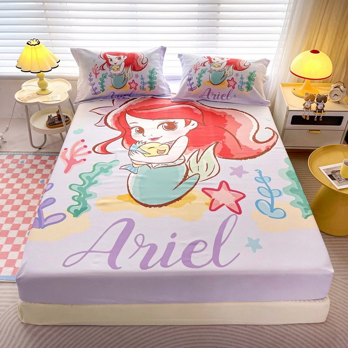 91家纺网 家纺一手货源 找家纺 一电 2025卡通床单床笠棕垫床套防尘罩席床垫保护套卡通儿童上下床床单床笠第五批 美人鱼公主