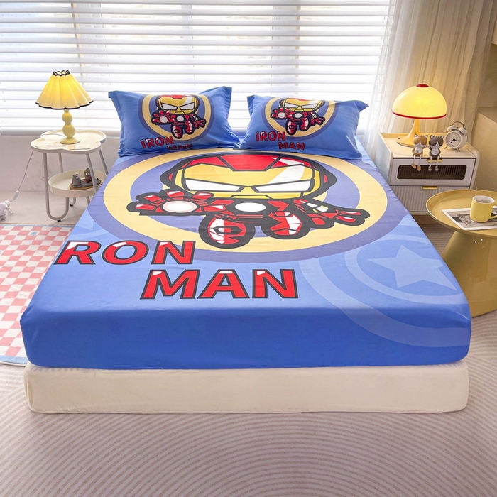 91家纺网 家纺一手货源 找家纺 一电 2025卡通床单床笠棕垫床套防尘罩席床垫保护套卡通儿童上下床床单床笠第五批 钢铁机器人