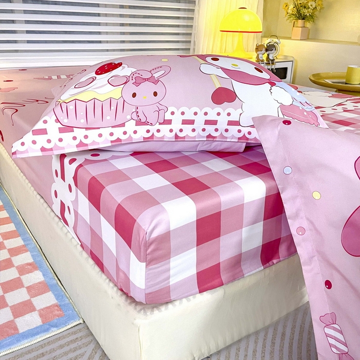 91家纺网 家纺一手货源 找家纺 一电 2025卡通床单床笠棕垫床套防尘罩席床垫保护套卡通儿童上下床床单床笠第五批 蛋糕美乐蒂