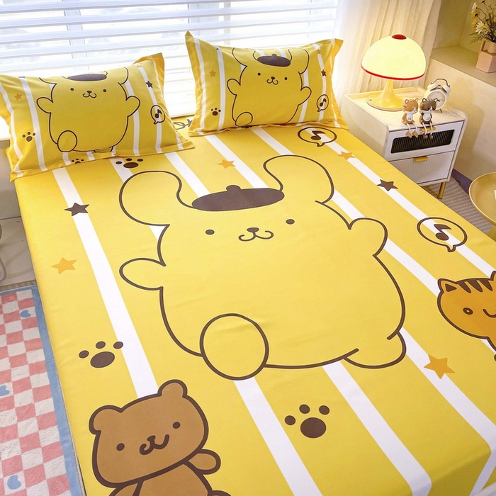 91家纺网 家纺一手货源 找家纺 一电 2025卡通床单床笠棕垫床套防尘罩席床垫保护套卡通儿童上下床床单床笠第五批 小猫布丁