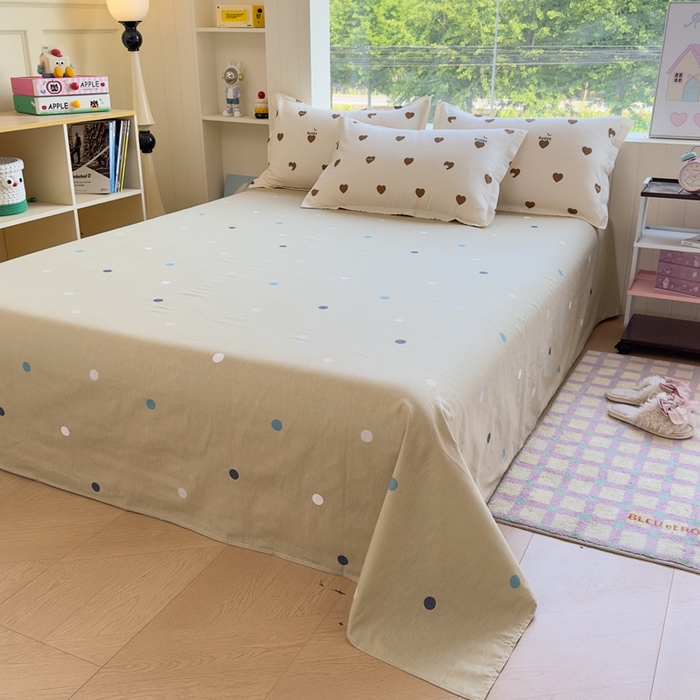 91家纺网 家纺一手货源 找家纺 鑫宇 2025新款全棉纯棉13372小清新印花四件套 点点爱