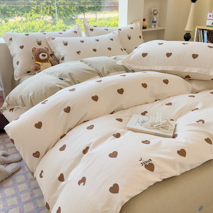 91家纺网 家纺一手货源 找家纺 鑫宇 2025新款全棉纯棉13372小清新印花四件套 点点爱