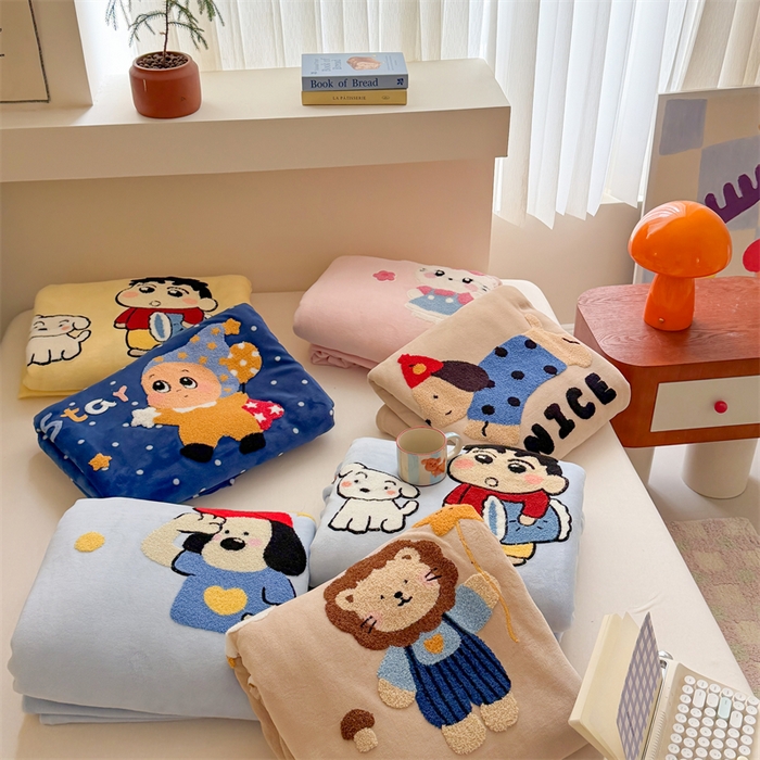 91家纺网 家纺一手货源 找家纺 艾特你 2025新款毛巾绣200克牛奶绒卡通毛巾绣四件套 组合