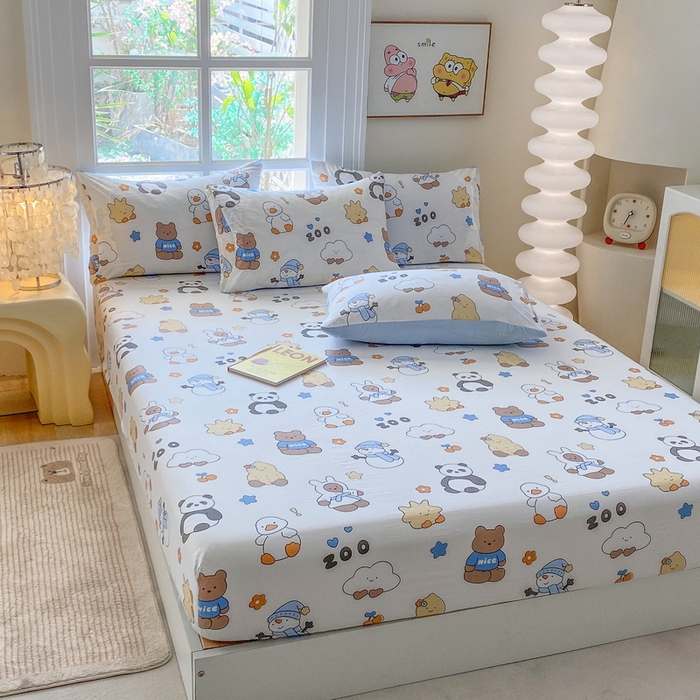 91家纺网 家纺一手货源 找家纺 （总）一电 2025新款跨境电商外贸四季卡通床笠单件床罩床垫套防滑套宿舍儿童床单定制-第六批