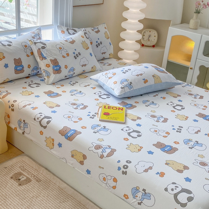 91家纺网 家纺一手货源 找家纺 （总）一电 2025新款跨境电商外贸四季卡通床笠单件床罩床垫套防滑套宿舍儿童床单定制-第六批