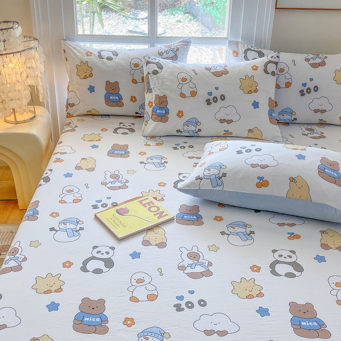 91家纺网 家纺一手货源 找家纺 （总）一电 2025新款跨境电商外贸四季卡通床笠单件床罩床垫套防滑套宿舍儿童床单定制-第六批