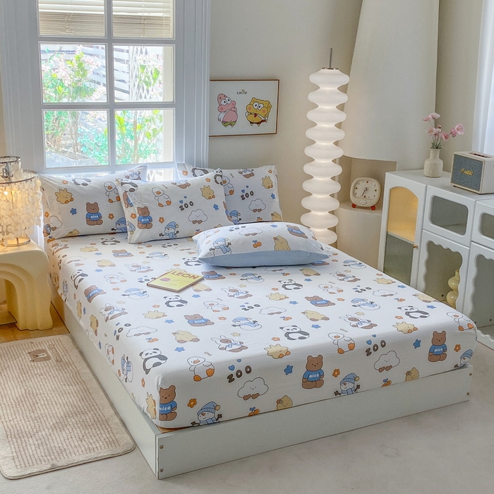 91家纺网 家纺一手货源 找家纺 （总）一电 2025新款跨境电商外贸四季卡通床笠单件床罩床垫套防滑套宿舍儿童床单定制-第六批