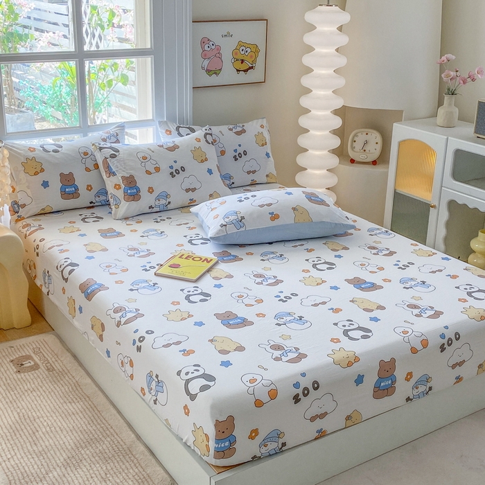 91家纺网 家纺一手货源 找家纺 （总）一电 2025新款跨境电商外贸四季卡通床笠单件床罩床垫套防滑套宿舍儿童床单定制-第六批