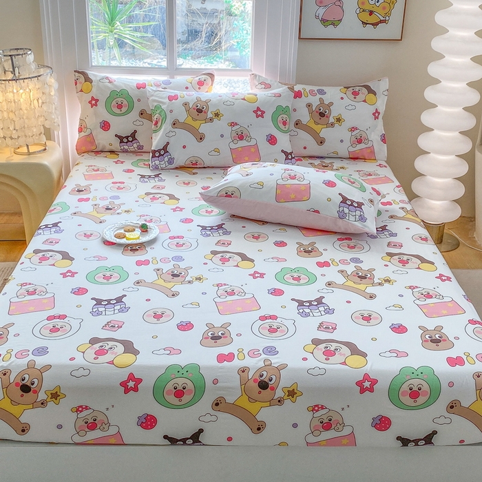 91家纺网 家纺一手货源 找家纺 一电 2025新款跨境电商外贸四季卡通床笠单件床罩床垫套防滑套宿舍儿童床单定制-第六批 欢乐派对