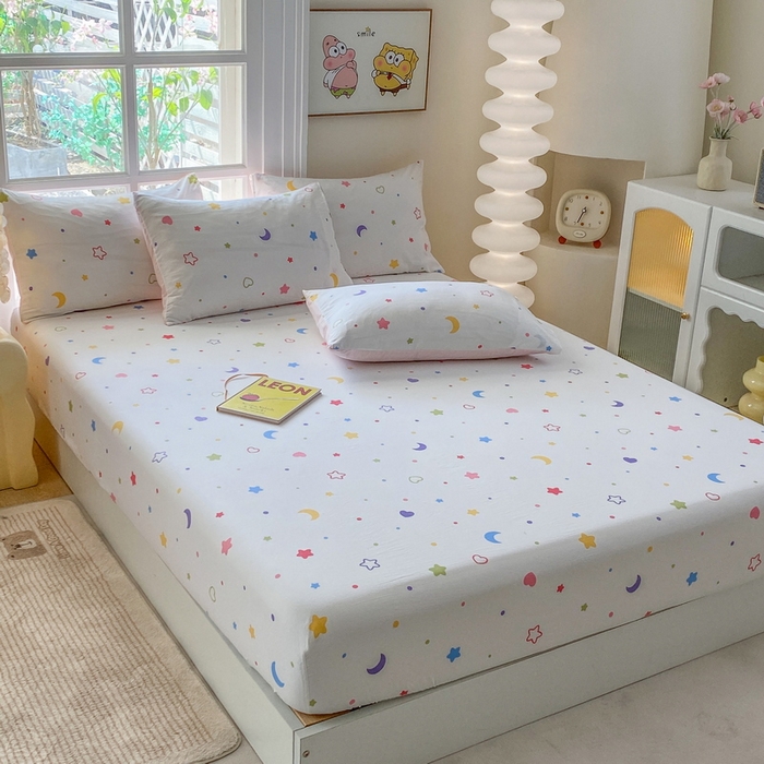 91家纺网 家纺一手货源 找家纺 一电 2025新款跨境电商外贸四季卡通床笠单件床罩床垫套防滑套宿舍儿童床单定制-第六批 星愿