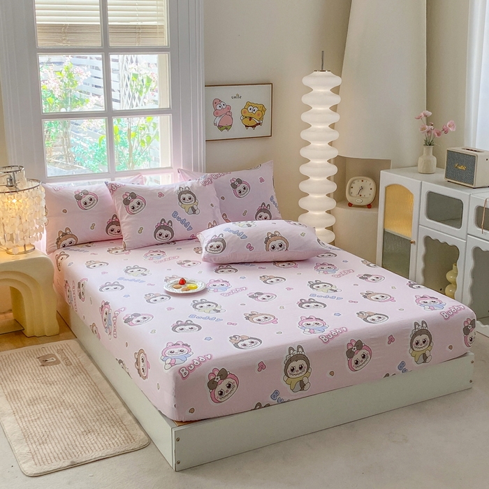 91家纺网 家纺一手货源 找家纺 一电 2025新款跨境电商外贸四季卡通床笠单件床罩床垫套防滑套宿舍儿童床单定制-第六批 拉布布
