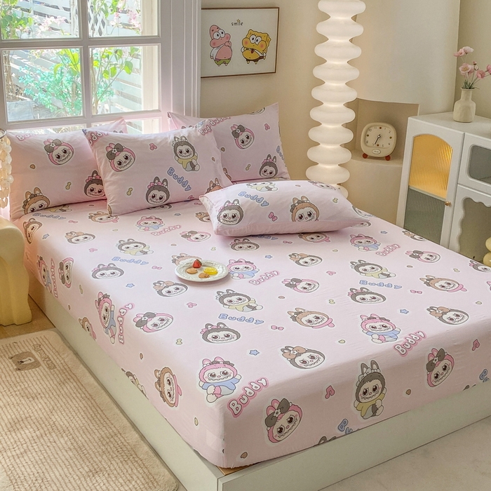 91家纺网 家纺一手货源 找家纺 一电 2025新款跨境电商外贸四季卡通床笠单件床罩床垫套防滑套宿舍儿童床单定制-第六批 拉布布