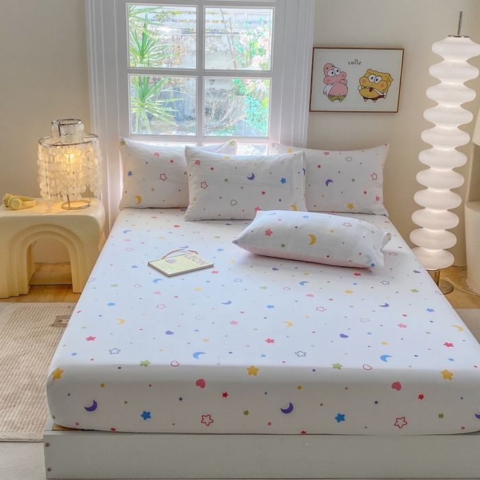 91家纺网 家纺一手货源 找家纺 一电 2025新款跨境电商外贸四季卡通床笠单件床罩床垫套防滑套宿舍儿童床单定制-第六批 星愿