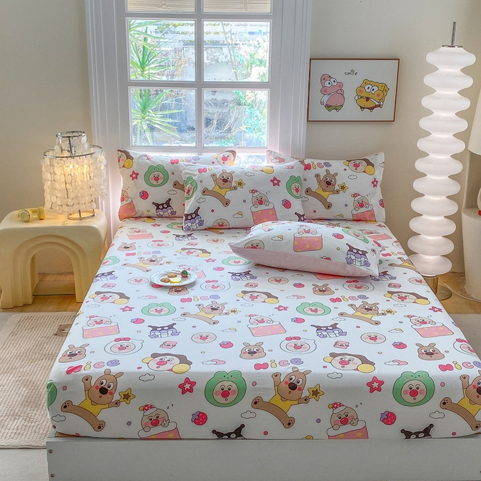 91家纺网 家纺一手货源 找家纺 一电 2025新款跨境电商外贸四季卡通床笠单件床罩床垫套防滑套宿舍儿童床单定制-第六批 欢乐派对